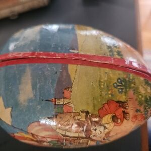 Vintage Decorative Paper Mache Egg with Pastoral Scene
